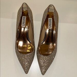 New Badgley Mischka Glamorous Madison ll Glitter kitten Heel. Size 8W.